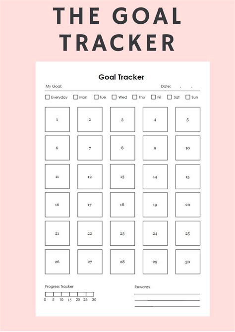 30 Days Monthly Goal Tracker Habit Tracker To Form New Habit Etsy