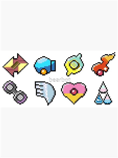 Pokemon Hoenn Badges Pixel Art Badges Art Print For Sale By Bearbot