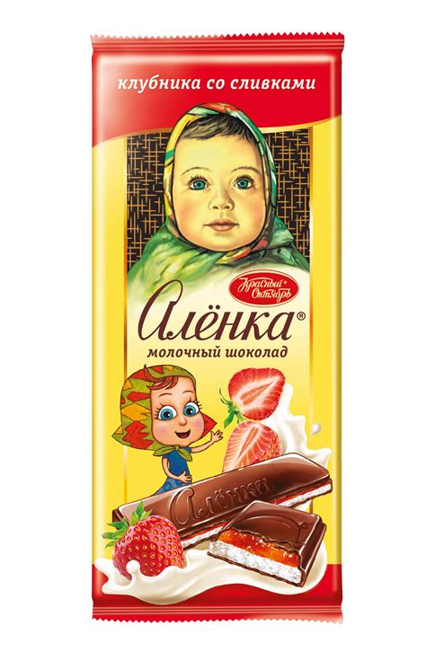 Шоколад Алёнка с начинкой клубника со сливками
