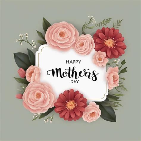 Feliz día de la madre Caligrafía con flores Fondo Vector Premium