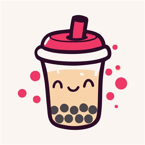 Ilustración de vector de té de burbuja kawaii de bebida deliciosa dulce