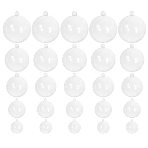 25pcs Transparent Round Fillable Hanging Ornaments Christmas Balls