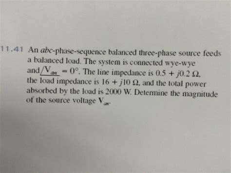 Solved An Abc Phase Sequence Balanced Three Phase Source Chegg