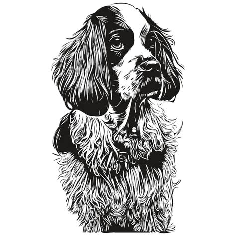 Premium Vector | Spaniel english springer dog hand drawn logo line art ...