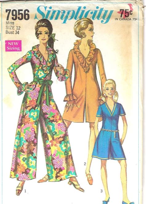 Two Womens Jumpsuits And One Womans Top Sewing Pattern From 1970