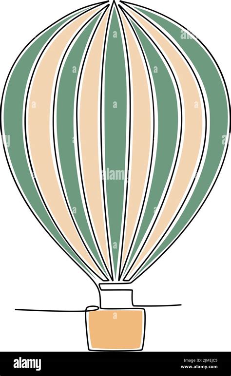 Continuous Line Drawing Of Hot Air Balloon Vector Illustration Hi Res