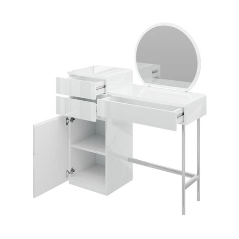 White Gloss Dressing Table With Mirror And Storage Drawer Lyra