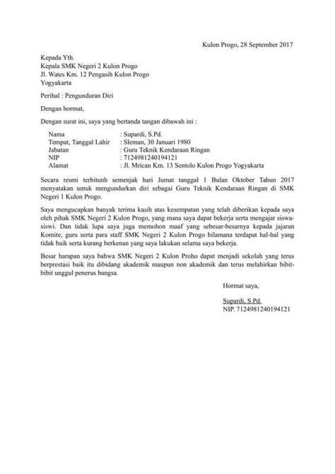 Contoh Surat Resign Pengunduran Diri Yang Baik Dan Benar