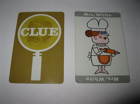 1963 Clue Board Game Piece Mrs White Suspect Card