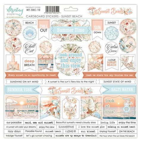 Mintay Cardboard Element Sticker Sheet 12x12 Sunset Beach