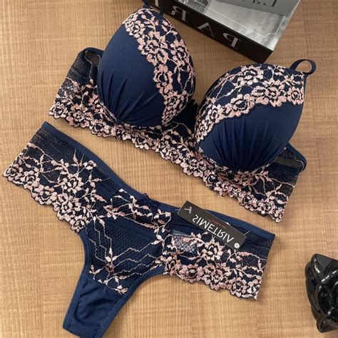 Conjunto Lingerie Luxo Bojo Rendado Bicolor Sexy Calcinha Fio Duplo