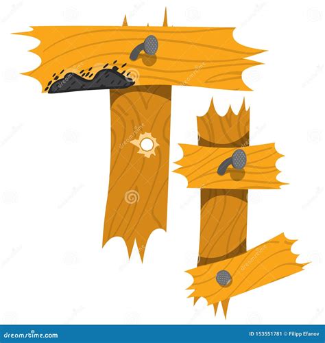 Carta T De Tablas De Madera Alfabeto Vectorial Stock De Ilustraci N