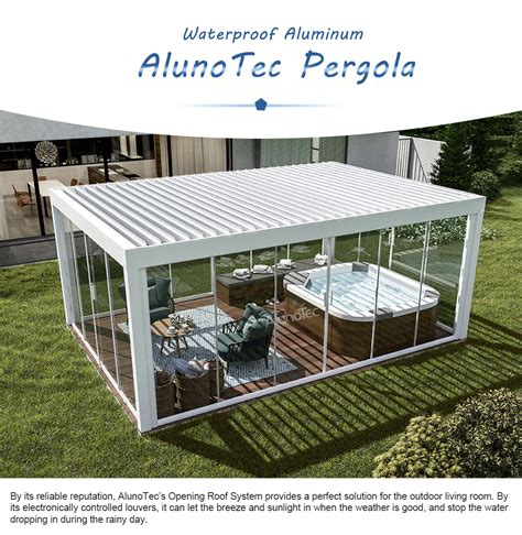 Unique Design Motorized Bioclimatic Pergola Louver Blade Roof System