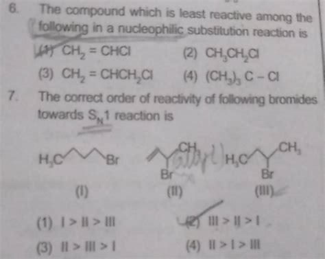 The Correct Order Of Reactivity Of Following Bromides Towards Sn Reacti