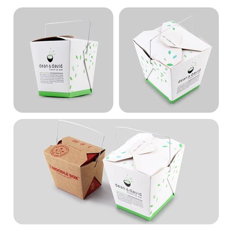 Disposable Noodle Take Out Box Kraft Paper Made Meal Pail Food Container With Handle For Fried