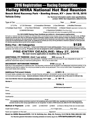 Fillable Online Registration Racing Competition Holley Nhra Fax