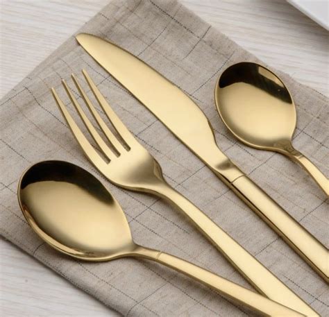 Berglander 30 Stück Titanium Gold Plated Besteck Besteck Sets Service