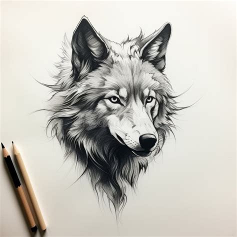 Dark Grey Wolf Pencil Drawing by Dylan Ellis Stock Illustration ...