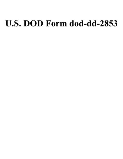 Us Dod Form Dod Dd 2853