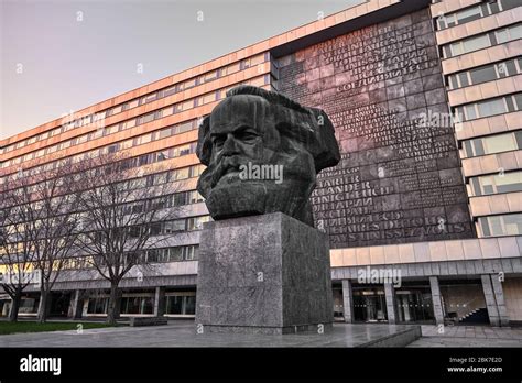 Karl Marx Monument In Public Space Of Chemnitz European Capital Of