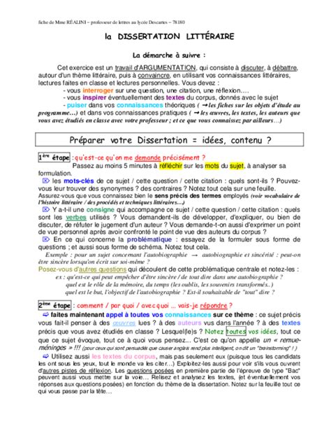 Sujets De Dissertation Littéraire Corrigés Pdf