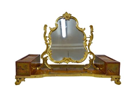 Miroir de toilette à décor de marqueterie de ruine estampillé Joubert