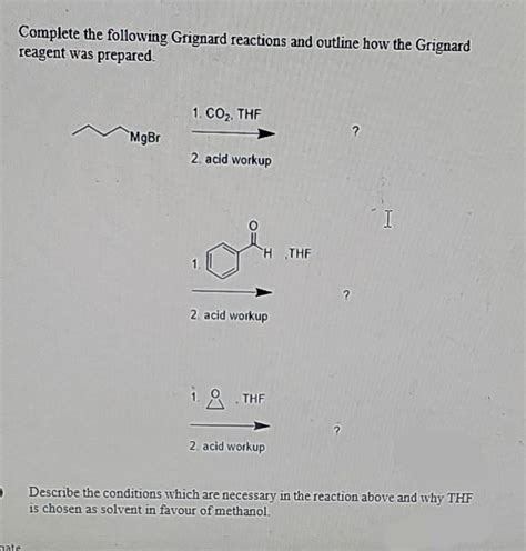 Solved D Complete The Following Grignard Reactions And Chegg