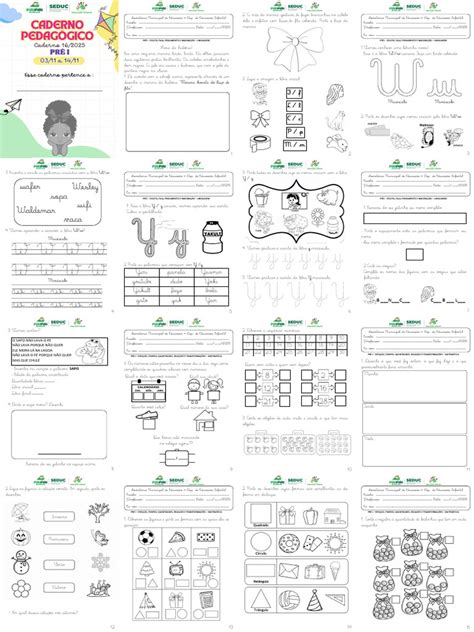 Atividades Pré 1 Pdf - Atividades de Educação Infantil para Pré I | PDF | Aprendizado ...