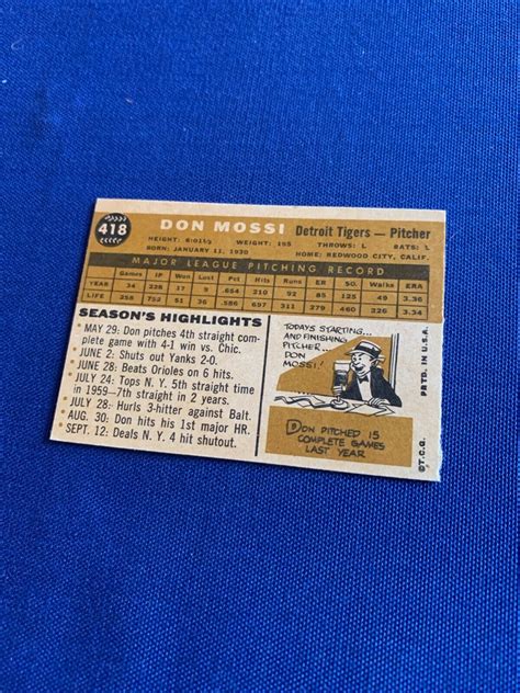 1960 Topps Set Break All NM Exmt 418 Don Mossi EBay