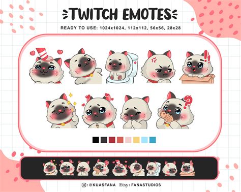 Cute Siamese Cat Emotes For Twitch Discord Twitch Emotes Kawaii