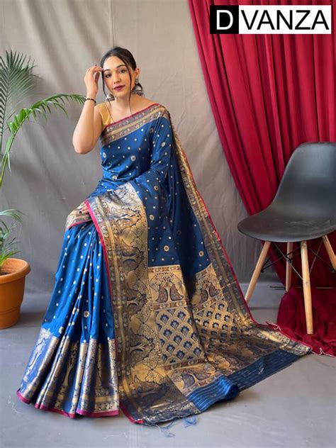 Shop Online Sky Blue Soft Kanchipuram Silk Saree Dvz Dvanza