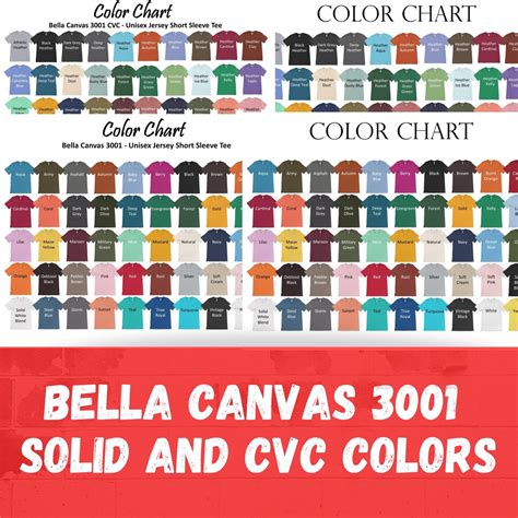 Bella Canvas Cvc Color Chartbella Canvas Solid Color