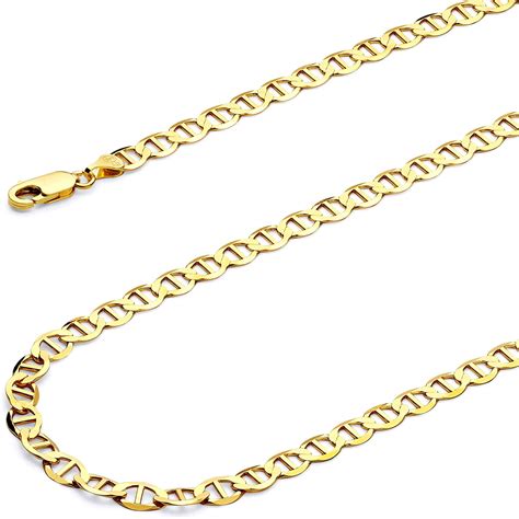 K Yellow Gold Solid Men S Mm Flat Mariner Chain Bracelet With