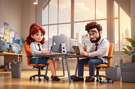 Premium AI Image | Cartoon characters working in office together ...