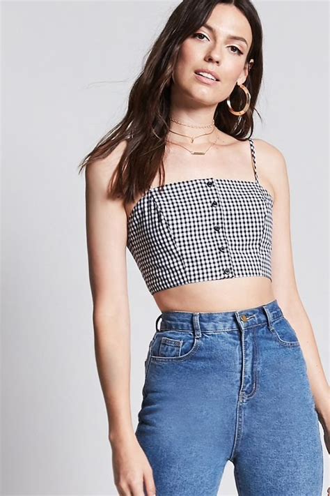 Gingham Cropped Cami Gingham Outfit Gingham Top Outfit Ladies Tops