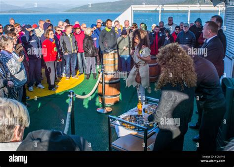 Norway cruise Hurtigruten ship Arctic Circle crossing with celebration ...