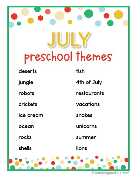 Engaging Preschool Monthly Theme Ideas Teaching Pockets