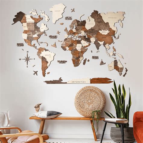 Wood Wall Map Wall Art 3d Wood World Map Wall Decor Housewarming T Rustic Decor Wood