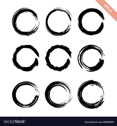 Collection Modern Grunge Black Circle Frame Vector Image