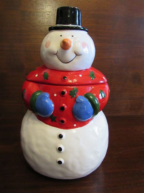 Certified International Corporation Snow Man Cookie Jar Etsy Cookie