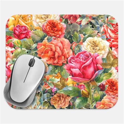 Floral Mouse Pad Flowers Mouse Pad Computer Accessories - Etsy