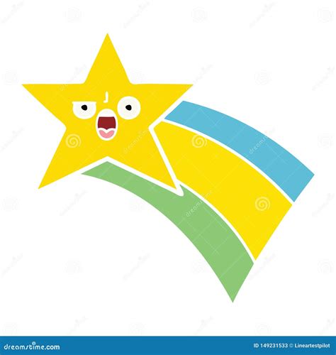 Flat Color Retro Cartoon Shooting Rainbow Star Stock Vector