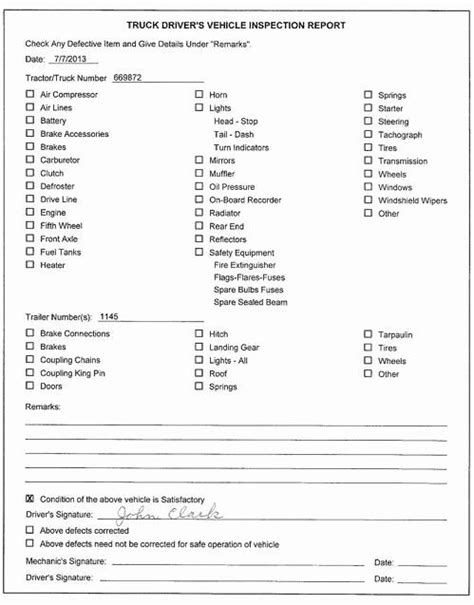 Streamlined Vehicle Inspection Report Template