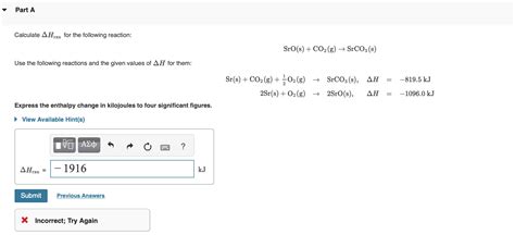 Solved Calculate Δhrxn For The Following Reaction