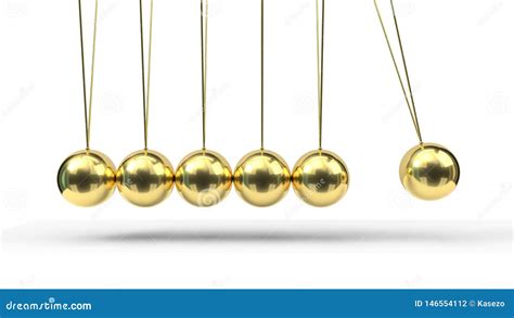 Newton S Cradle With Gold Balls 3d Illustration Stock Illustration