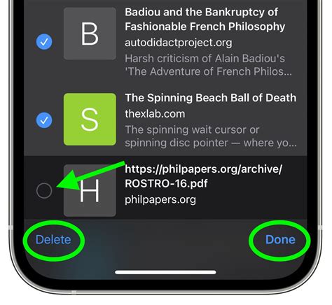 how to clear reading list on iphone