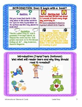 Informational Element Cards Rd Th Grade By Leslie Terry Tpt