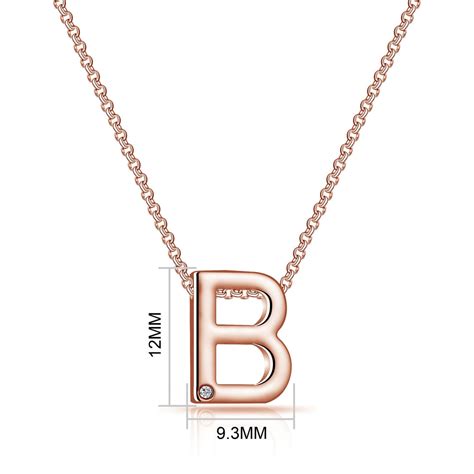 Rose Gold Initial Necklace Letter B Created With Swarovski Crystals By