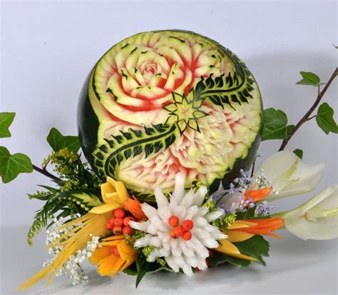 Watermelon carving stock image. Image of cherry, artdesign - 153086439