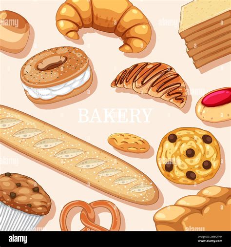 Seamless Pattern With Bread And Pastry Illustration Stock Vector Image